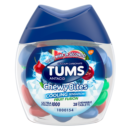 Tums Fruit Fusion Chewy Bites with Fast Cooling Sensation Antacid Tablets 28ct