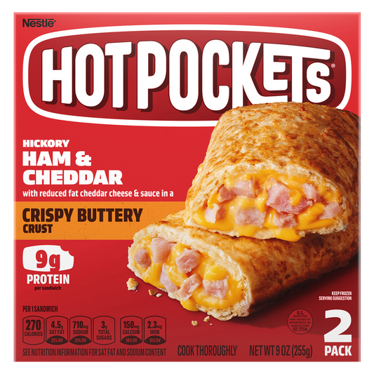 Hot Pockets Frozen Crispy Buttery Crust Hickory Ham & Cheddar 2ct 9oz